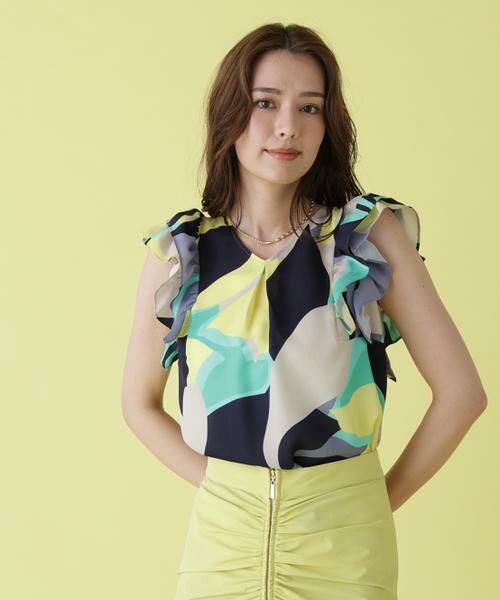 PINKY & DIANNE / ピンキーアンドダイアン シャツ・ブラウス | シェードリーフプリントＶネックブラウス | 詳細16