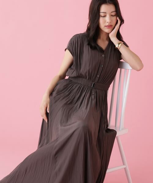 PINKY & DIANNE / ピンキーアンドダイアン ミニ丈・ひざ丈ワンピース | カッセンロングフレアワンピース（ブラウン）