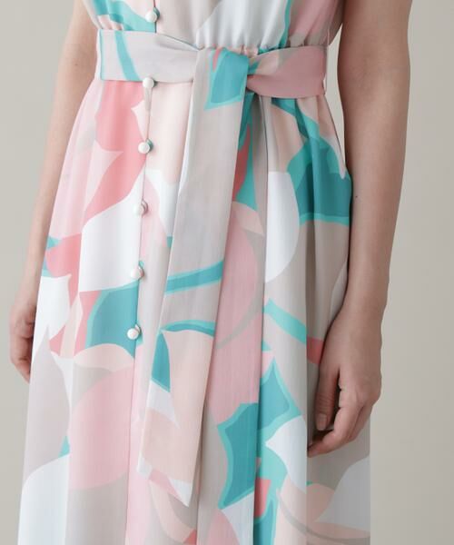 PINKY & DIANNE / ピンキーアンドダイアン ミニ丈・ひざ丈ワンピース | シェードリーフプリントギャザーワンピース | 詳細10