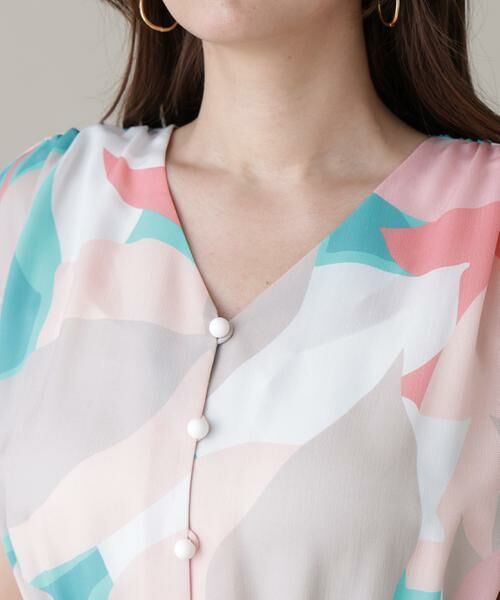 PINKY & DIANNE / ピンキーアンドダイアン ミニ丈・ひざ丈ワンピース | シェードリーフプリントギャザーワンピース | 詳細8