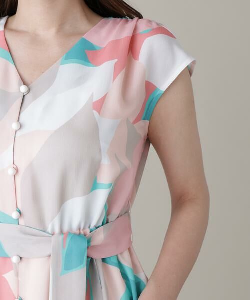 PINKY & DIANNE / ピンキーアンドダイアン ミニ丈・ひざ丈ワンピース | シェードリーフプリントギャザーワンピース | 詳細9