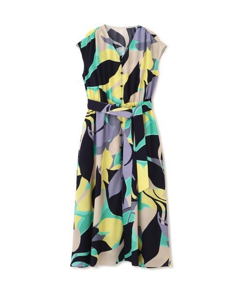 PINKY & DIANNE / ピンキーアンドダイアン ミニ丈・ひざ丈ワンピース | シェードリーフプリントギャザーワンピース | 詳細14