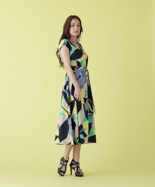 PINKY & DIANNE / ピンキーアンドダイアン ミニ丈・ひざ丈ワンピース | シェードリーフプリントギャザーワンピース | 詳細19