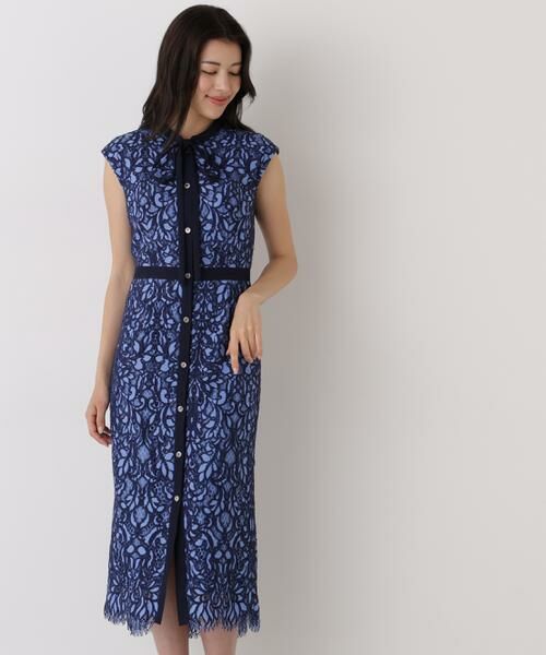 PINKY & DIANNE / ピンキーアンドダイアン ミニ丈・ひざ丈ワンピース | バックマーメイドレースワンピース（ブルー）