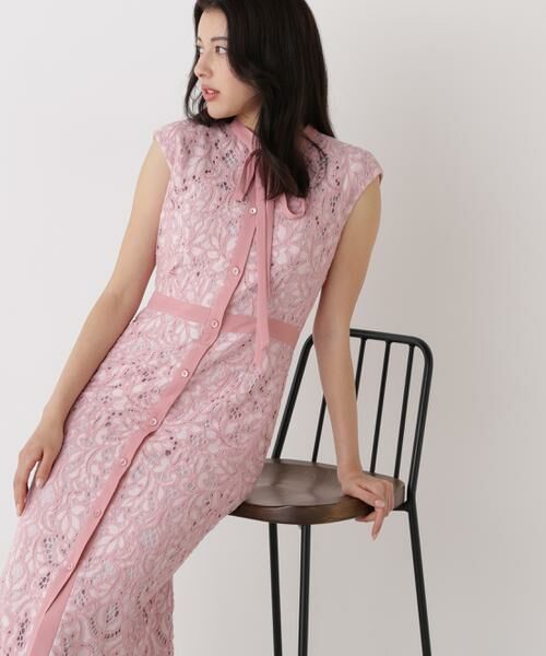 PINKY & DIANNE / ピンキーアンドダイアン ミニ丈・ひざ丈ワンピース | バックマーメイドレースワンピース（ピンク）