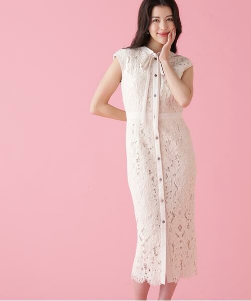 PINKY & DIANNE / ピンキーアンドダイアン ミニ丈・ひざ丈ワンピース | バックマーメイドレースワンピース（ベージュ）