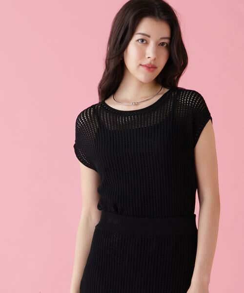 PINKY & DIANNE / ピンキーアンドダイアン ニット・セーター | メッシュニットプルオーバー（ブラック）