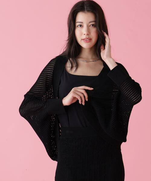 PINKY & DIANNE / ピンキーアンドダイアン カーディガン・ボレロ | メッシュニットカーディガン（ブラック）