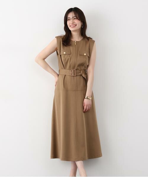 PINKY & DIANNE / ピンキーアンドダイアン ミニ丈・ひざ丈ワンピース | ［追加生産予約］フロントファスナーデニムワンピース（モカ6）