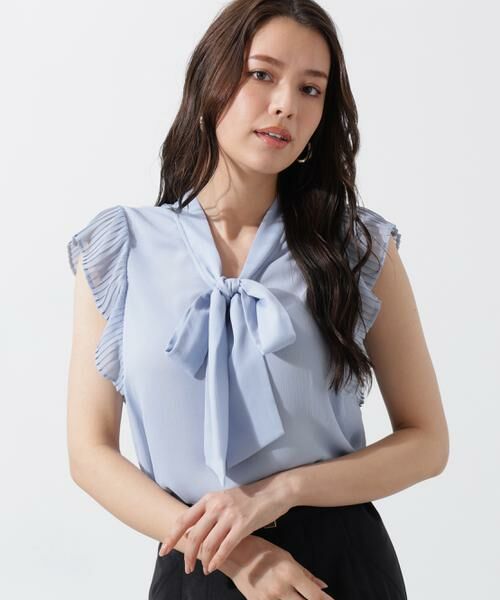PINKY & DIANNE / ピンキーアンドダイアン シャツ・ブラウス | ［WEB限定/店舗限定］ブライト楊柳プリーツスリーブブラウス（サックスブルー2）