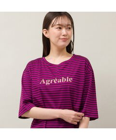 『Ａｇｒｅａｂｌｅ』箔プリント・ボーダーカットソー