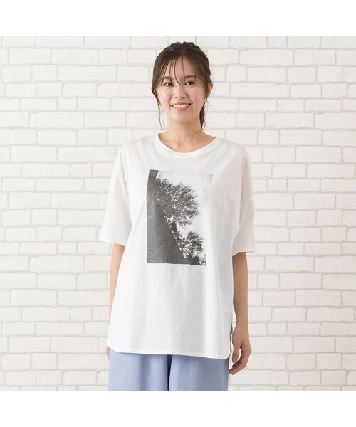 PISANO/ピサーノ 顔料+箔プリントリラックスTシャツ オフ M PISANO/ピサーノ 顔料+箔プリントリラックスTシャツ オフ M