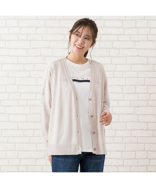 PISANO/ピサーノ Vネック・BOXシルエットカーディガン ライトベージュ F PISANO/ピサーノ Vネック・BOXシルエットカーディガン ライトベージュ F