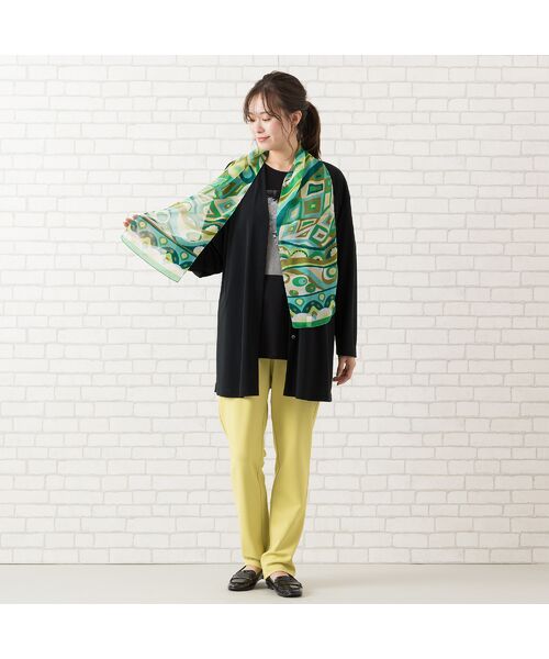 PISANO / ピサーノ マフラー・ショール・スヌード・ストール | 幾何柄ストールボタニカルグリーン | 詳細1