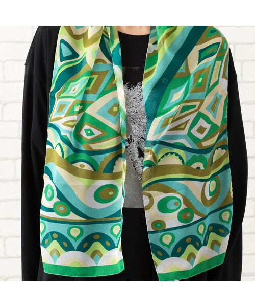 PISANO / ピサーノ マフラー・ショール・スヌード・ストール | 幾何柄ストールボタニカルグリーン | 詳細4