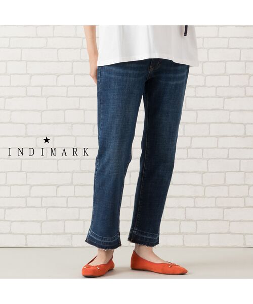 PISANO/ピサーノ 【INDIMARK】洗い加工裾裁ち切りデニムパンツ ダークブルー L PISANO/ピサーノ 【INDIMARK】洗い加工裾裁ち切りデニムパンツ ダークブルー L