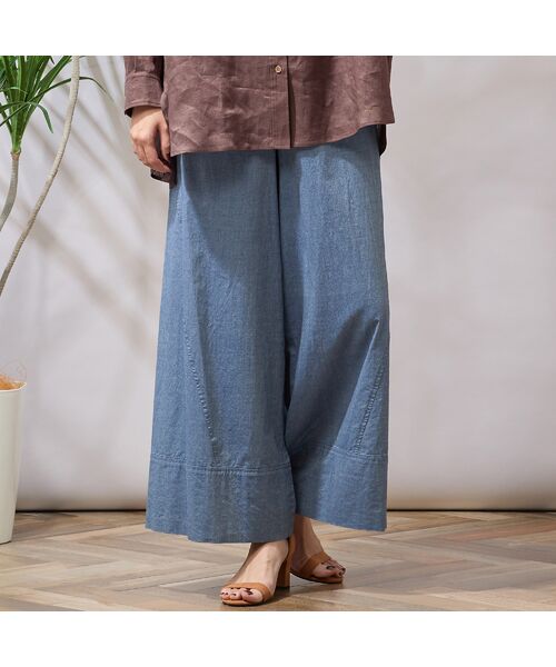 PISANO/ピサーノ 【セットアップ対応】切り替えワイドデニムパンツ ブルー LL PISANO/ピサーノ 【セットアップ対応】切り替えワイドデニムパンツ ブルー LL