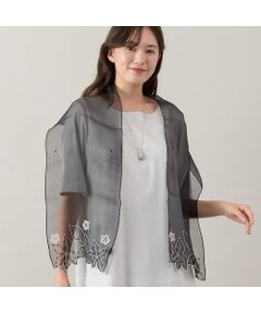 PISANO / ピサーノ マフラー・ショール・スヌード・ストール | リーフ＆フラワー刺繍シルクストール