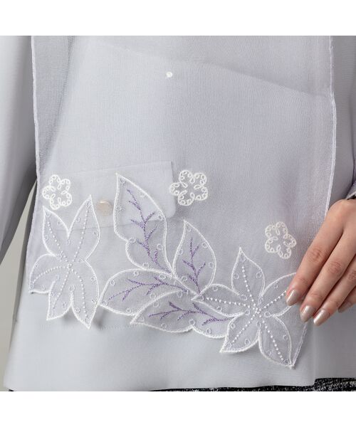 PISANO / ピサーノ マフラー・ショール・スヌード・ストール | リーフ＆フラワー刺繍シルクストール | 詳細6