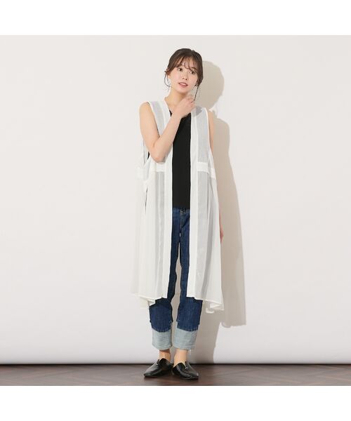 PISANO / ピサーノ ベスト | 【手洗いOK】ガーゼテレコ/楊柳ドッキングジレ | 詳細3