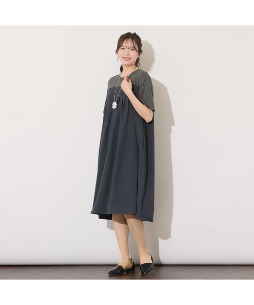 PISANO / ピサーノ ミニ丈・ひざ丈ワンピース | 【手洗いOK】天竺/スパンローンドッキングタックワンピース | 詳細4