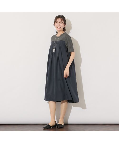 PISANO / ピサーノ ミニ丈・ひざ丈ワンピース | 【手洗いOK】天竺/スパンローンドッキングタックワンピース | 詳細5