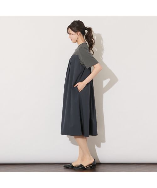 PISANO / ピサーノ ミニ丈・ひざ丈ワンピース | 【手洗いOK】天竺/スパンローンドッキングタックワンピース | 詳細6