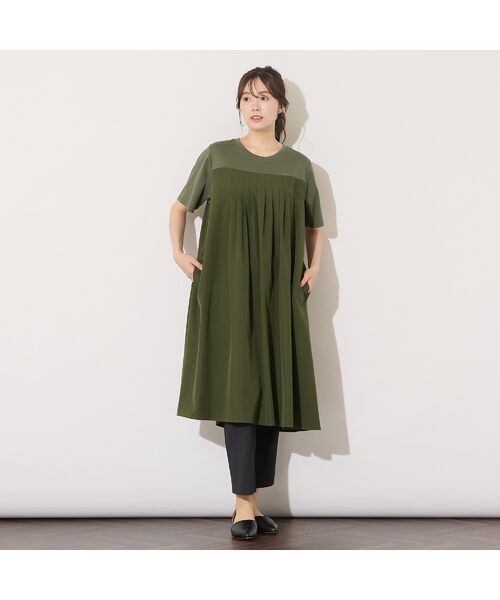 PISANO / ピサーノ ミニ丈・ひざ丈ワンピース | 【手洗いOK】天竺/スパンローンドッキングタックワンピース | 詳細9