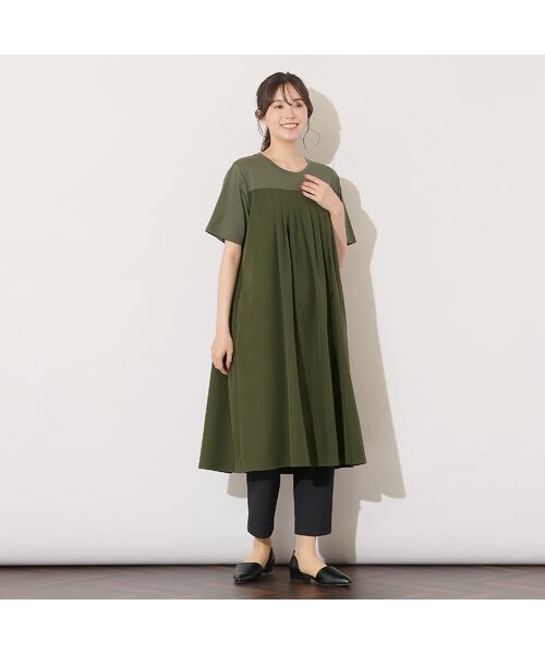 PISANO / ピサーノ ミニ丈・ひざ丈ワンピース | 【手洗いOK】天竺/スパンローンドッキングタックワンピース | 詳細12