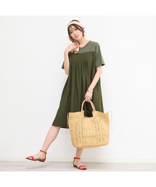 PISANO / ピサーノ ミニ丈・ひざ丈ワンピース | 【手洗いOK】天竺/スパンローンドッキングタックワンピース | 詳細13