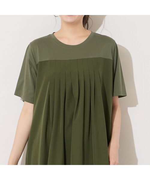 PISANO / ピサーノ ミニ丈・ひざ丈ワンピース | 【手洗いOK】天竺/スパンローンドッキングタックワンピース | 詳細14