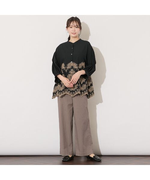 PISANO / ピサーノ シャツ・ブラウス | 【手洗いOK】刺繍加工スカラップヘムブラウス | 詳細8