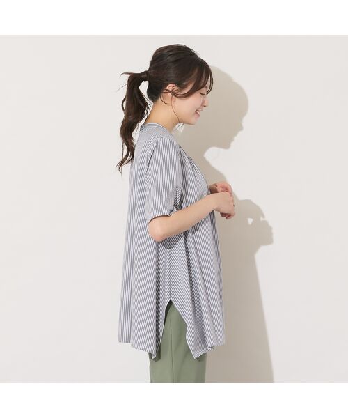 PISANO / ピサーノ シャツ・ブラウス | 【手洗いOK・接触冷感】ブロックストライプ・襟ぐりタックテントラインブラウス | 詳細1