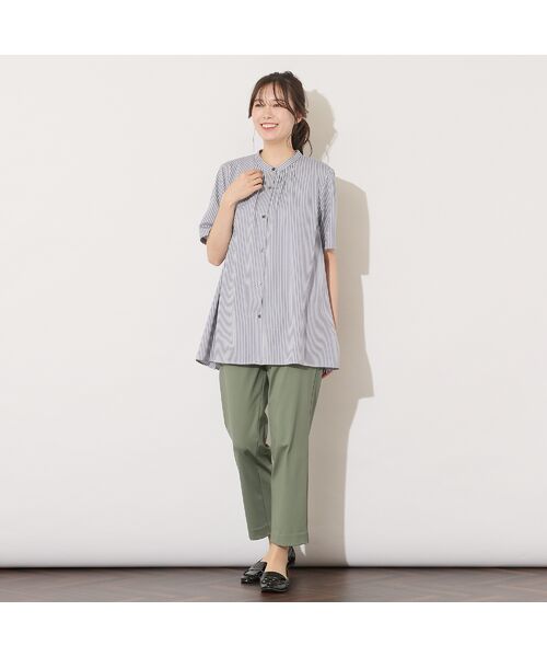 PISANO / ピサーノ シャツ・ブラウス | 【手洗いOK・接触冷感】ブロックストライプ・襟ぐりタックテントラインブラウス | 詳細3