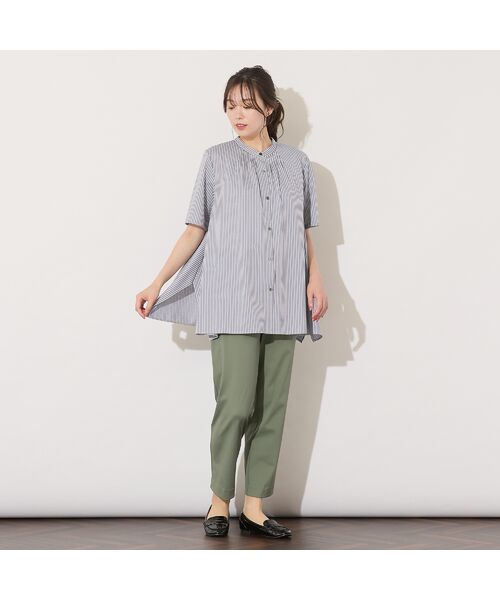PISANO / ピサーノ シャツ・ブラウス | 【手洗いOK・接触冷感】ブロックストライプ・襟ぐりタックテントラインブラウス | 詳細7