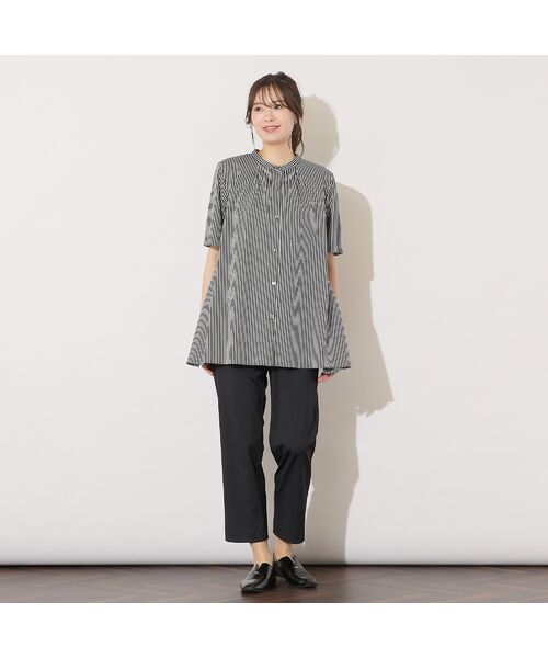 PISANO / ピサーノ シャツ・ブラウス | 【手洗いOK・接触冷感】ブロックストライプ・襟ぐりタックテントラインブラウス | 詳細13