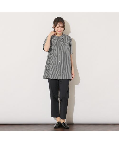 PISANO / ピサーノ シャツ・ブラウス | 【手洗いOK・接触冷感】ブロックストライプ・襟ぐりタックテントラインブラウス | 詳細14