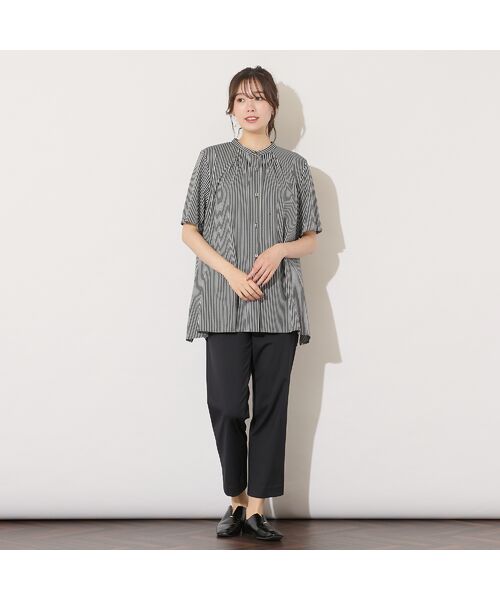 PISANO / ピサーノ シャツ・ブラウス | 【手洗いOK・接触冷感】ブロックストライプ・襟ぐりタックテントラインブラウス | 詳細15