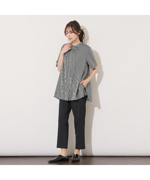 PISANO / ピサーノ シャツ・ブラウス | 【手洗いOK・接触冷感】ブロックストライプ・襟ぐりタックテントラインブラウス | 詳細16
