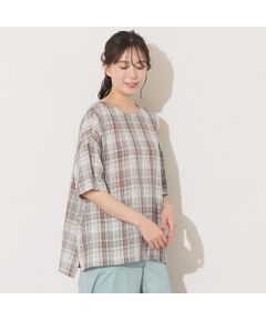 PISANO / ピサーノ シャツ・ブラウス | 【手洗いOK】キュプラチェック・ノーカラーブラウス