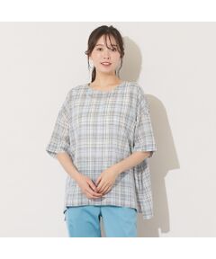 PISANO / ピサーノ シャツ・ブラウス | 【手洗いOK】キュプラチェック・ノーカラーブラウス