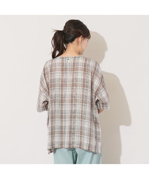 PISANO / ピサーノ シャツ・ブラウス | 【手洗いOK】キュプラチェック・ノーカラーブラウス | 詳細2