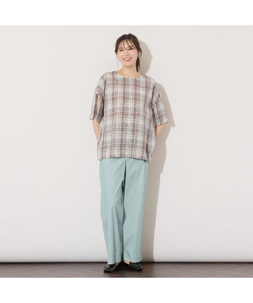 PISANO / ピサーノ シャツ・ブラウス | 【手洗いOK】キュプラチェック・ノーカラーブラウス | 詳細3