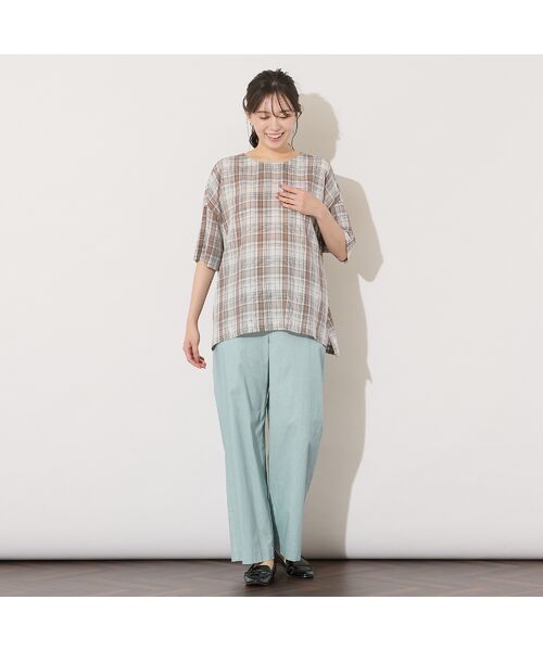 PISANO / ピサーノ シャツ・ブラウス | 【手洗いOK】キュプラチェック・ノーカラーブラウス | 詳細4