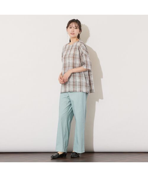 PISANO / ピサーノ シャツ・ブラウス | 【手洗いOK】キュプラチェック・ノーカラーブラウス | 詳細6