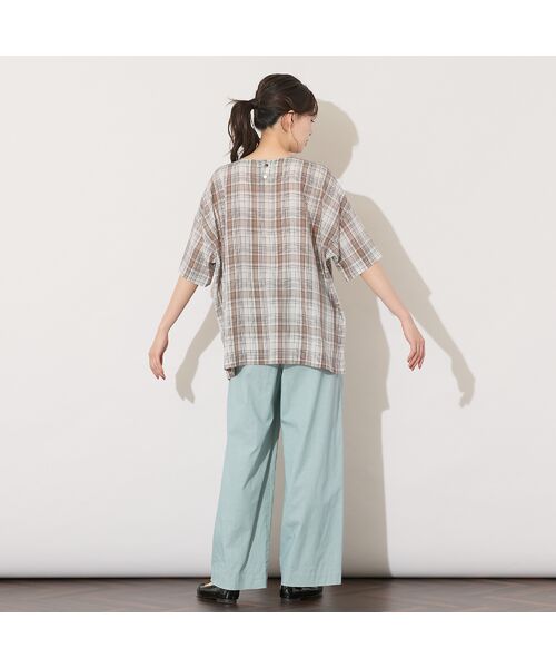 PISANO / ピサーノ シャツ・ブラウス | 【手洗いOK】キュプラチェック・ノーカラーブラウス | 詳細9