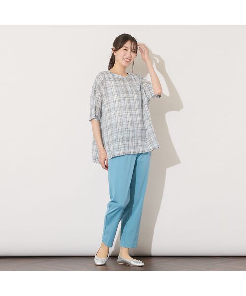 PISANO / ピサーノ シャツ・ブラウス | 【手洗いOK】キュプラチェック・ノーカラーブラウス | 詳細13