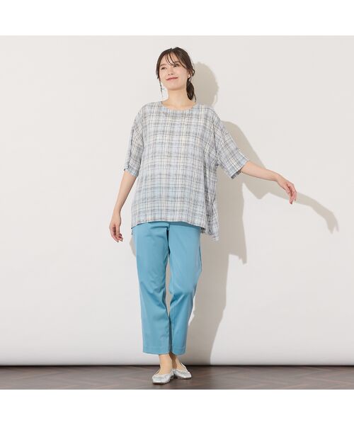 PISANO / ピサーノ シャツ・ブラウス | 【手洗いOK】キュプラチェック・ノーカラーブラウス | 詳細14