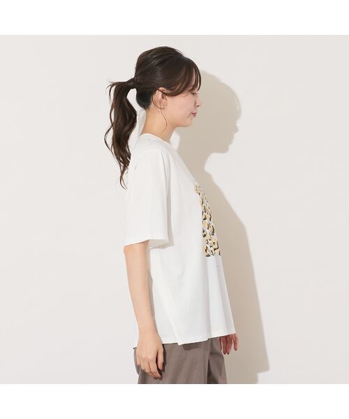 PISANO / ピサーノ カットソー | 【手洗いOK・綿100％】レオパード柄・ゴールド箔プリントカットソー | 詳細1