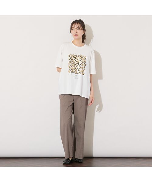 PISANO / ピサーノ カットソー | 【手洗いOK・綿100％】レオパード柄・ゴールド箔プリントカットソー | 詳細3